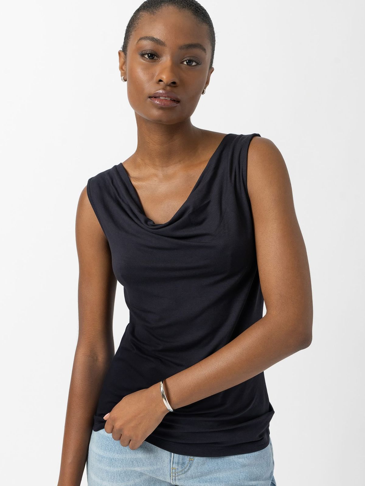 Cowl Neck Cami - Navy