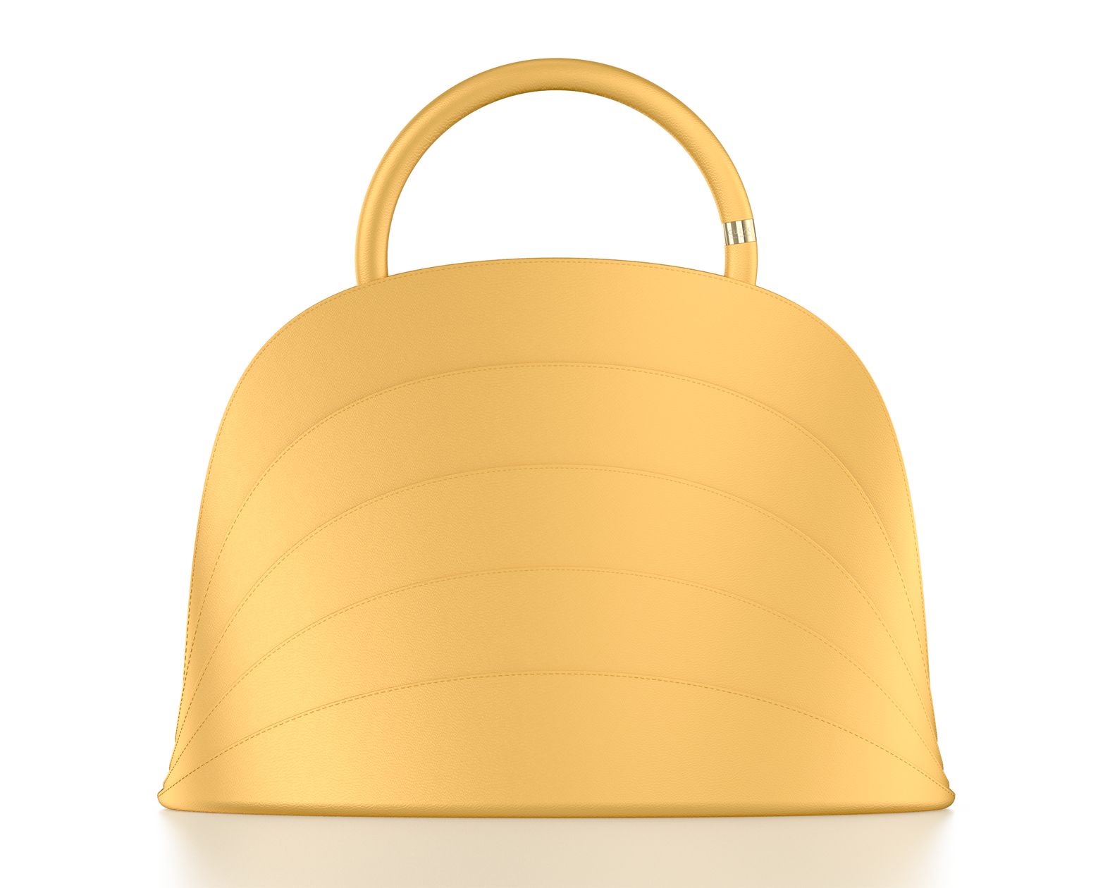 Millefoglie J handbag. Saffron-yellow calfskin and malachite gemstone. 24k gold-plated jewellery accents.
