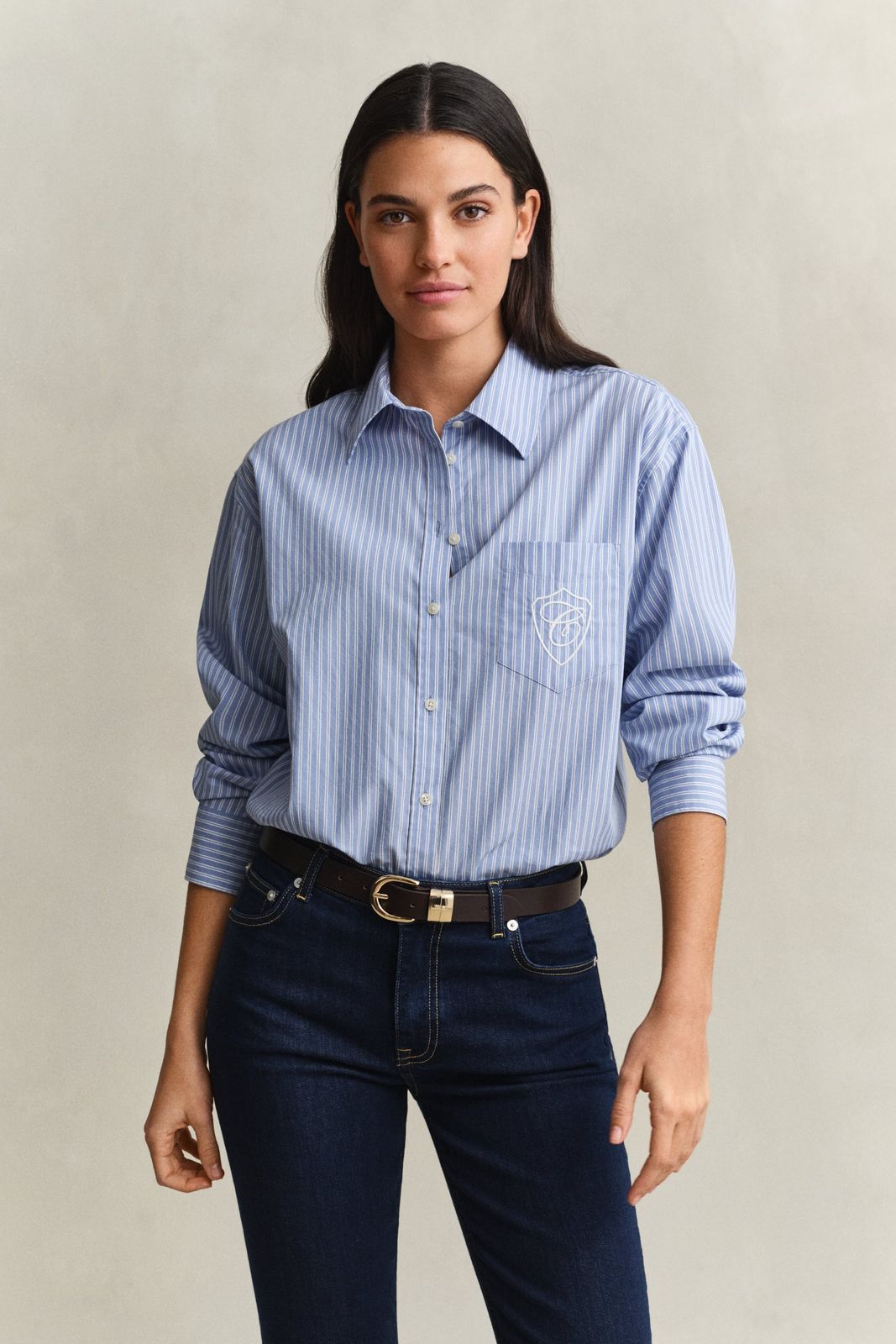 Relaxed Fit Striped Classic Poplin Shirt - MISTY LAVENDER