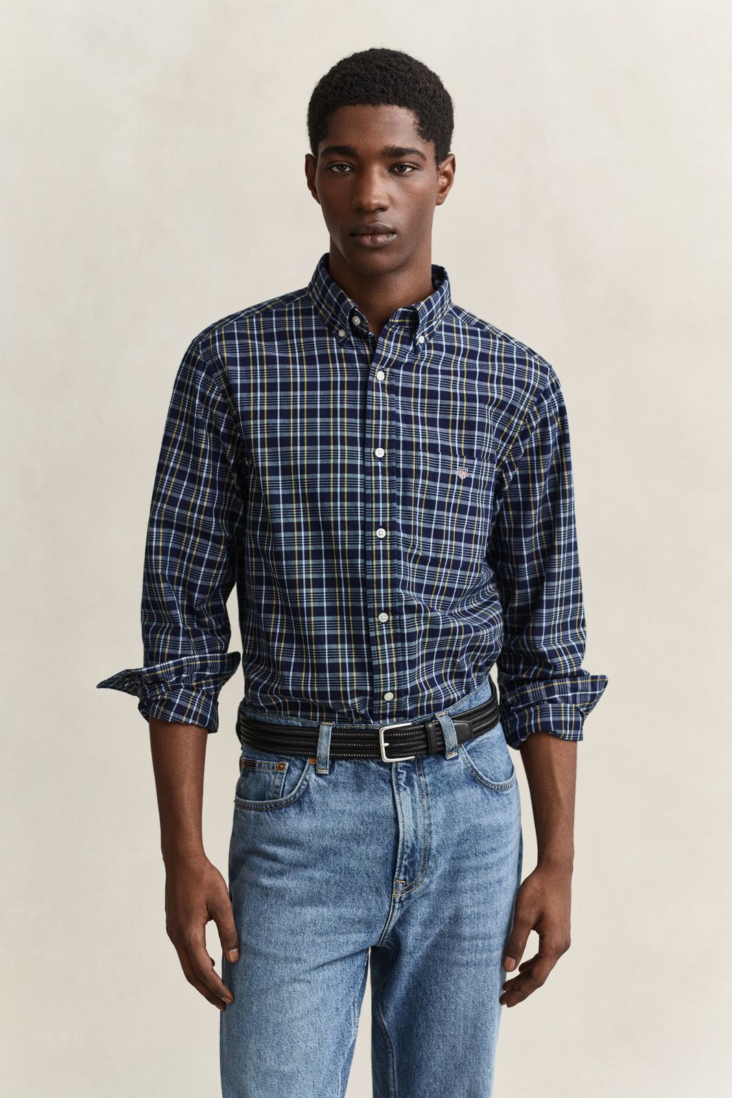 Checked Archive Poplin Shirt - INDIGO