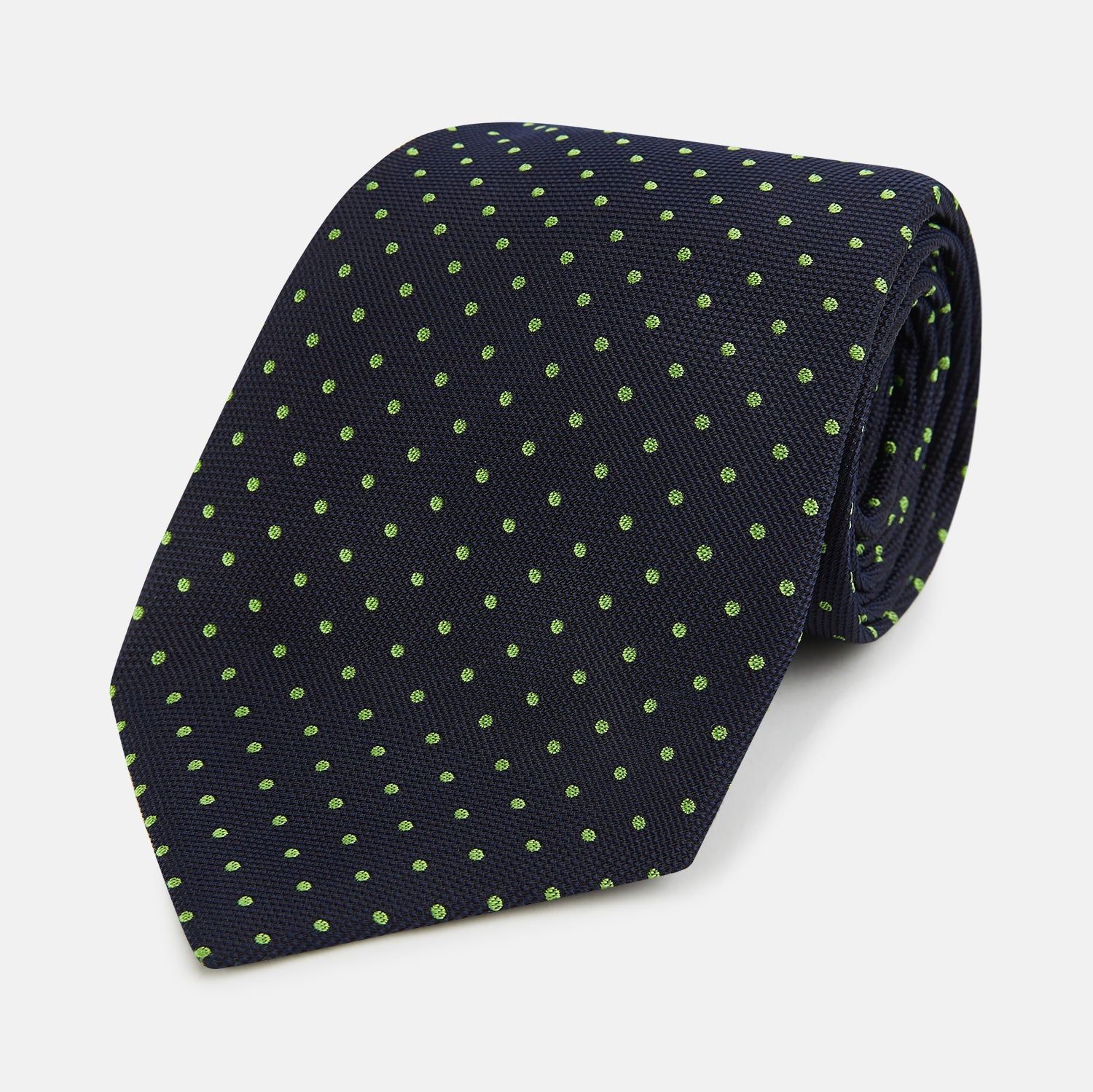 Green And Navy Micro Dot Silk Tie