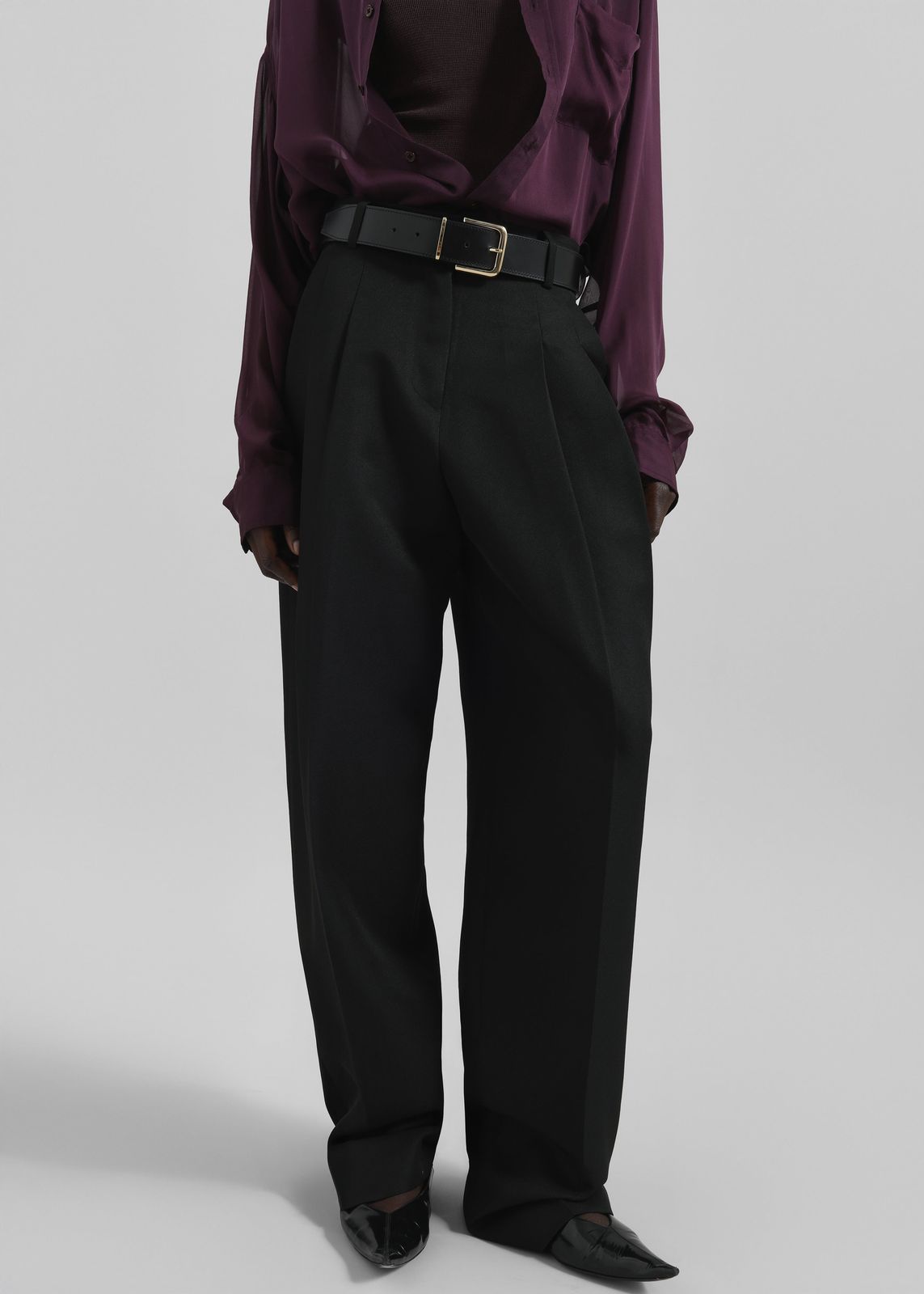 Gelso Pleated Twill Trousers - Black
