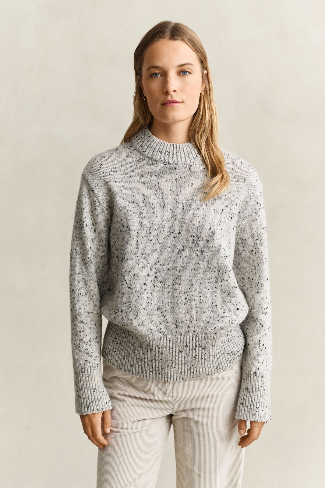 Wool Blend Nepps Sweater - CREAM