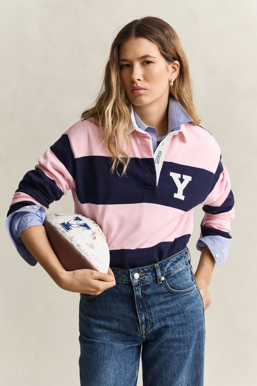 Gant x Yale Barstripe Heavy Rugger - CLASSIC BLUE