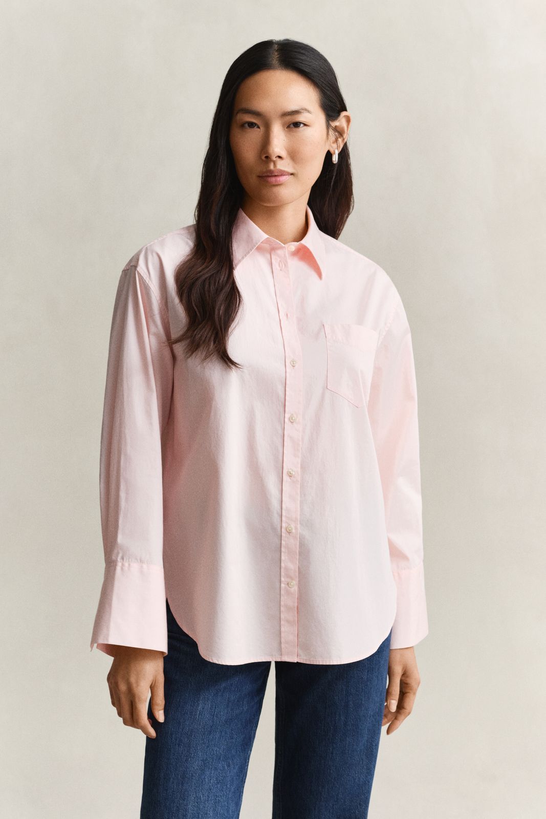 Wide Sleeve Classic Poplin Shirt - REFINED PINK