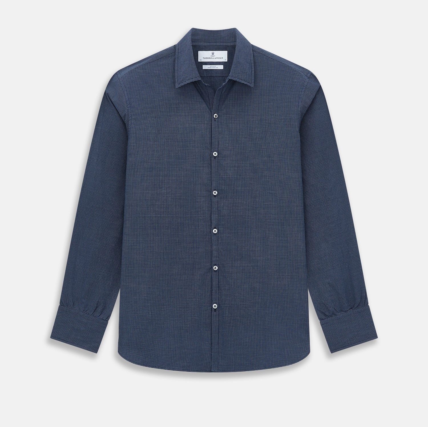 Pale Blue And Navy Pin Check Windsor Shirt