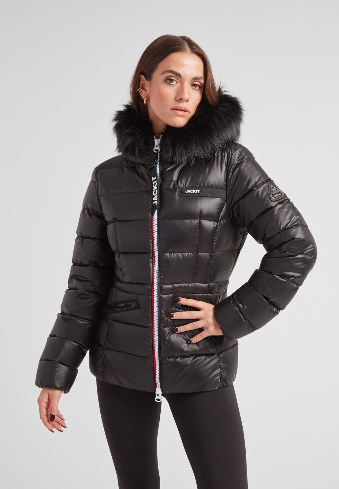 R4D Tricolore Racer Puffer Jacket Lux with Fur Hood