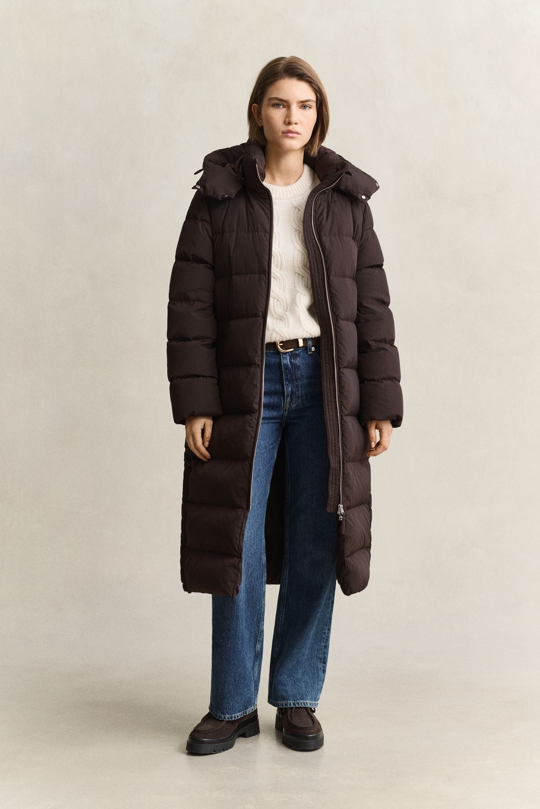 Long Down Coat - BLACK