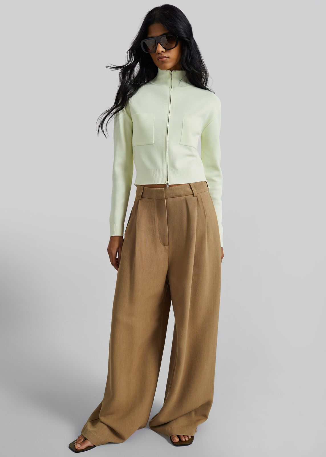 Juilly Knit Zip Cardigan - Pale Yellow