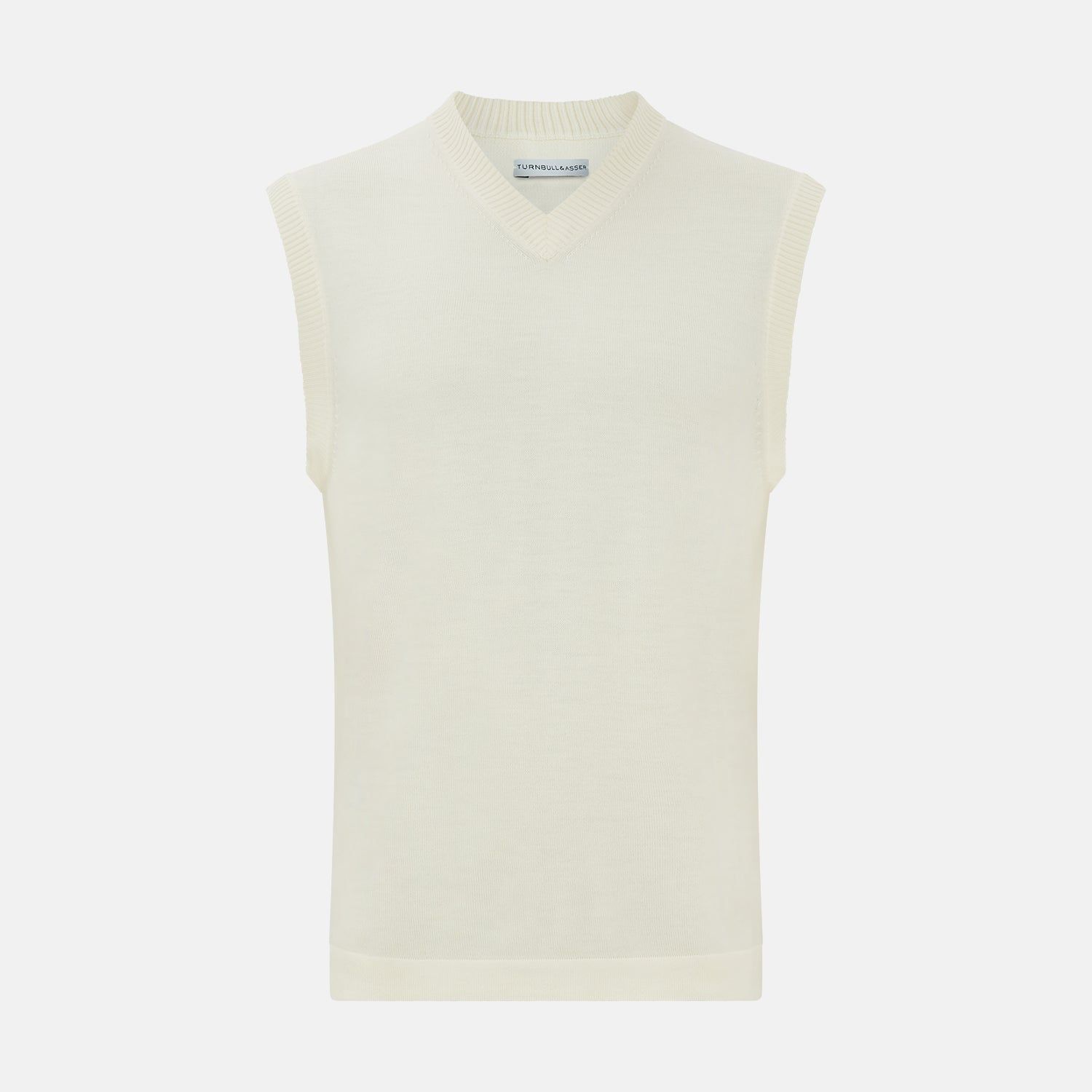 Cream Fine Merino V-neck Vest
