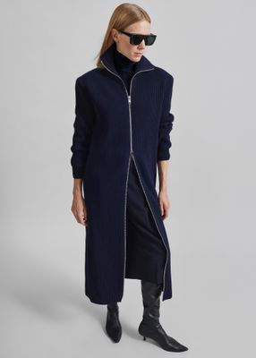 Nolia Knit Long Cardigan Dress - Navy